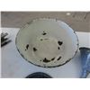 Image 2 : Assorted Enamel Ware; Pan, Bowls, Lids, Funnel- Granite Ware