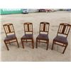 Image 1 : Lot of 4 Wooden Chairs with Upholstered Seats & Table with 