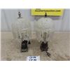 Image 1 : Pair of Cast Metal Base Table Lamps with Glass Shades + 
