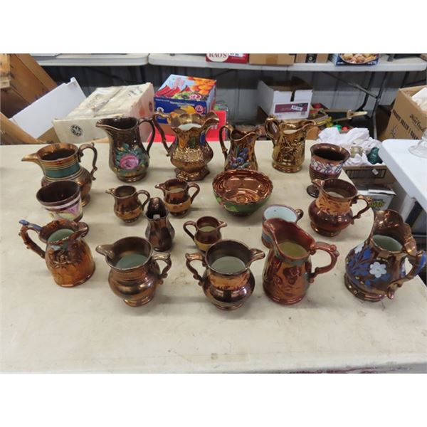 19pcs Lustre Ware Pitchers, Goblet, Bowl