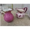 Image 2 : Assorted Pink Colored Porcelain China; Pitchers, Plates, Bowls -