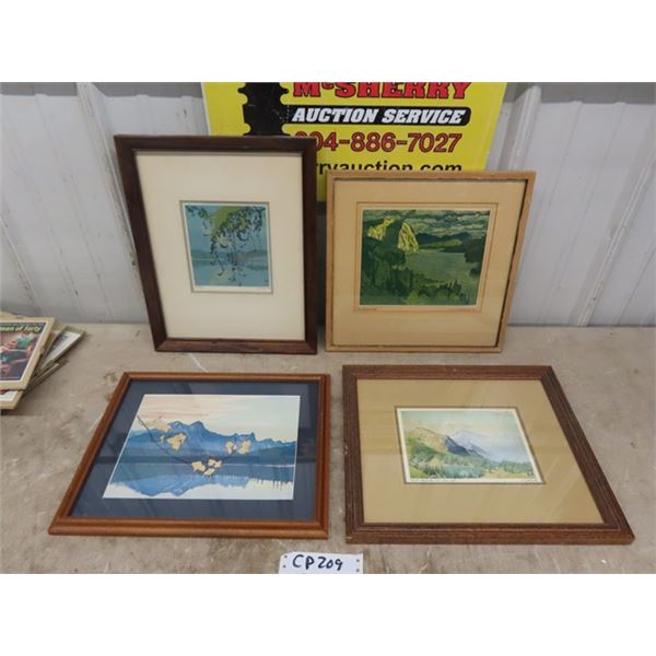 Lot of 4 Framed Water Color Pictures; W.J . Phillips, JEH 