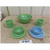 Image 1 : Fire King Jadeite Pitcher, 2 Coffee Mugs, Tea Cup + Saucer,