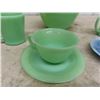 Image 3 : Fire King Jadeite Pitcher, 2 Coffee Mugs, Tea Cup + Saucer,