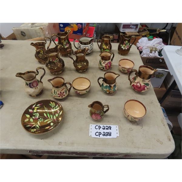 17 pcs Assorted Wade Lustre Ware ; Pitchers, Bowls + 1 Plate