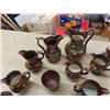 Image 2 : 20pcs English Copper Lustre Ware; Pitchers, Cream + Sugar, 