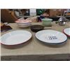 Image 3 : Enamel Ware Plates, Bowls, Cast #3 Fry Pan, Hand Mixer for Jar