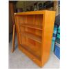 Image 2 : Solid Wood Bookshelf with 3 Shelves + 2 Drawers with 2 Slide Glass Doors 14" x 42" x 52"