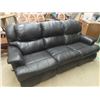 Image 1 : Black Puffy Leather Like Sofa 84" Wide with Recliners