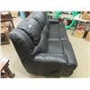 Image 2 : Black Puffy Leather Like Sofa 84" Wide with Recliners