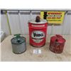 Image 1 : Veedol 5 Gal Oil Pail with Spout, 2 Galvanized 2 Gal? Gas Cans - 