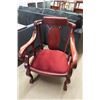 Image 1 : Solid Wood Arm Chair with Red Upholstered Seat