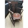 Image 2 : Antique Oak Rocking Chair with Leather Bowl Seat - Nice 