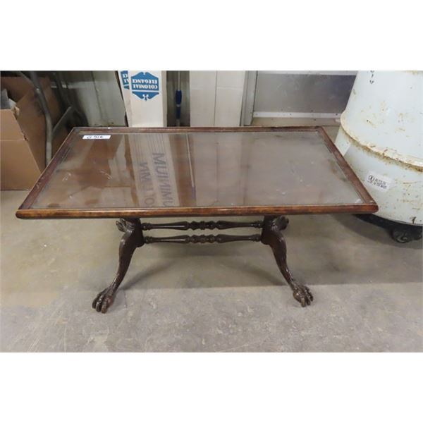 Chippendale Style Glass Top Table 18" x 18" x 35" 