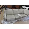 Image 1 : Whitish Grey Cloth Couch 96" with Wedge End - Looks Like New