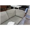 Image 2 : Whitish Grey Cloth Couch 96" with Wedge End - Looks Like New