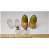 Image 1 : 3 Pairs of Salt and Pepper shakers - Acorns, glass and pink depression glass