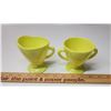 Image 3 : Matching Green/Yellow glass cream and sugar dishes