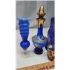 Image 2 : 3 Decorative vases, Blue glass decanter & shot glass