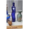 Image 3 : 3 Decorative vases, Blue glass decanter & shot glass