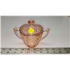 Image 1 : Pink Depression Sugar Glass Container - Chipped Lid