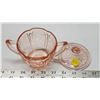 Image 3 : Pink Depression Sugar Glass Container - Chipped Lid