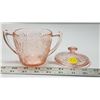Image 4 : Pink Depression Sugar Glass Container - Chipped Lid