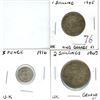 Image 1 : 1945 King George VI 1 Shilling Coin, 1916 3 Pence Coin, 1945 King George VI 2 Shilling Coin