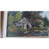 Image 2 : cottage in woods painting in frame (no glass) - 28.5"x22.5"