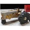 Image 2 : Antique Metal Tractor toy with metal wagon + Tires