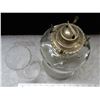 Image 4 : Antique glass coal oil lamp with flower designs - includes chimney