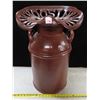 Image 1 : Painted Creamer can with Cast metal antique tractor seat- Hossier (Custom made corner seat)