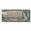 Image 1 : 1954 Canada $100.00 One Hundred dollar bill - A/J prefix uncirculated