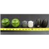 Image 1 : 6 Salt & Pepper shakers: 2 Green pots, 2 Beaver heads, 2 black cones