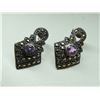 Image 2 : Sterling Silver pair of earrings with light purple stone