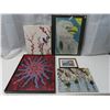 Image 1 : 5 Pictures: 2 Prints, 1 original painting, 1 colored glass picture, 1 sketched eagle