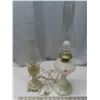 Image 1 : Antique/vintage electrical lamps (1 is a converted oil lamp-beaded milk glass)