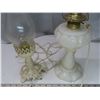 Image 2 : Antique/vintage electrical lamps (1 is a converted oil lamp-beaded milk glass)