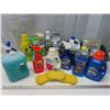 Image 1 : Assorted household cleaning supplies/sprays, etc. + Plastic storage container
