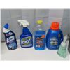 Image 3 : Assorted household cleaning supplies/sprays, etc. + Plastic storage container