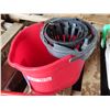 Image 3 : Mop bucket and mops + Plastic container with cleaning supplies/etc. + broom