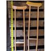 Image 3 : 2 wooden crutches & an adjustable cane.