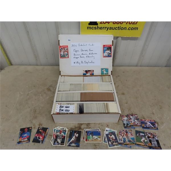 3500 Assorted Baseball Cards, 1990's + Up ; Topps,