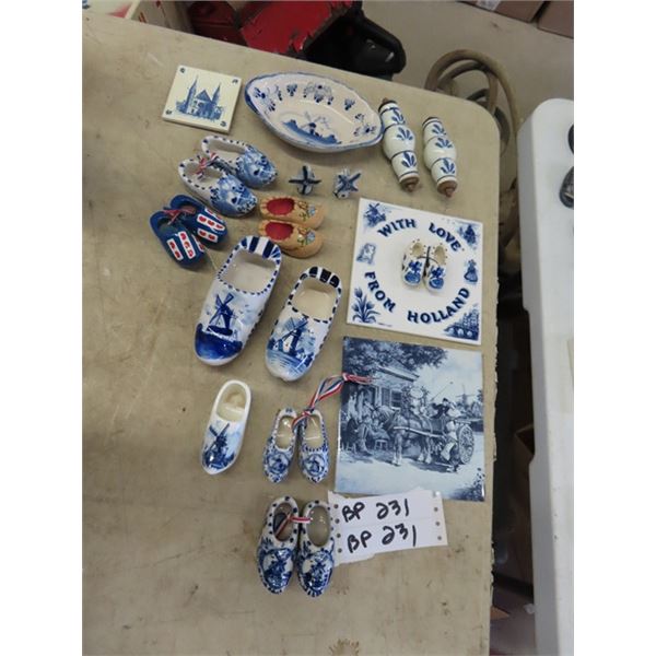 Delph China Trivet, Shoe Ornaments, Dishes