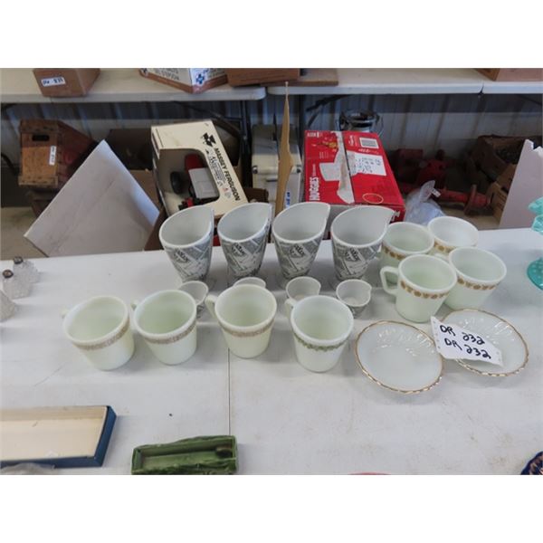 Pyrex Cups, Stokes Dessert Dish, Fire King Bowl