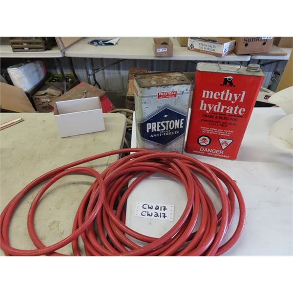 Air Hose, Prestone Tin, Methyl Hydrate Tin