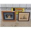 Image 1 : 2 Framed Pictures ; Bonfire 16" x 20" & Boat 14" x 17" 
