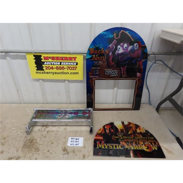 3 Glass Panels for Video Lotto Games ; Mystic Arrow, 