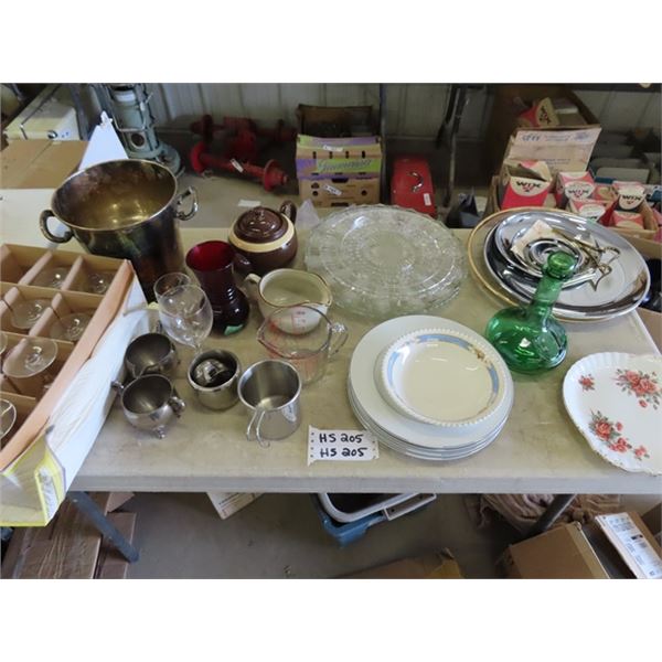 Assorted Stemware, Plates, Trays, Silver Plate, Pottery