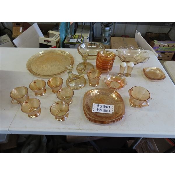 Large Selection of Colored Glass Dishes ; Plates, Trays, 